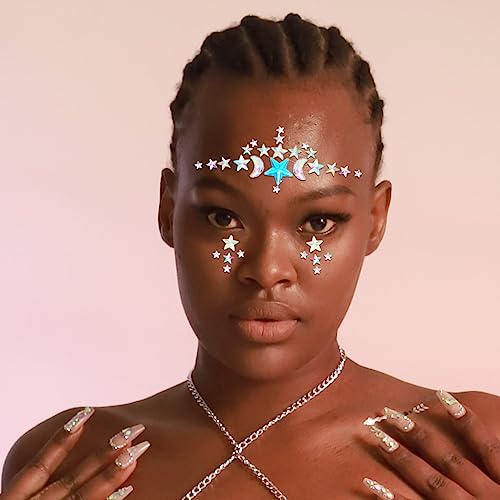Crystal Rhinestone Face Stickers - Star Design, 3 Pack
