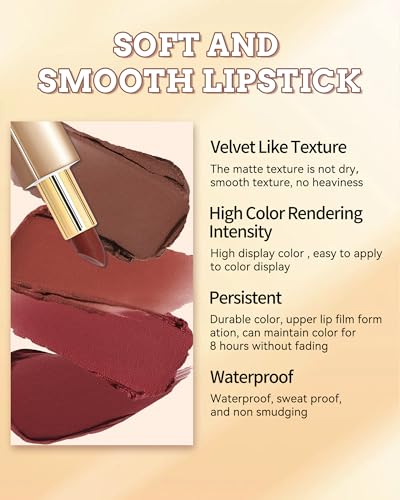 Brown Velvet Matte Lipstick - Long Lasting Waterproof Gloss