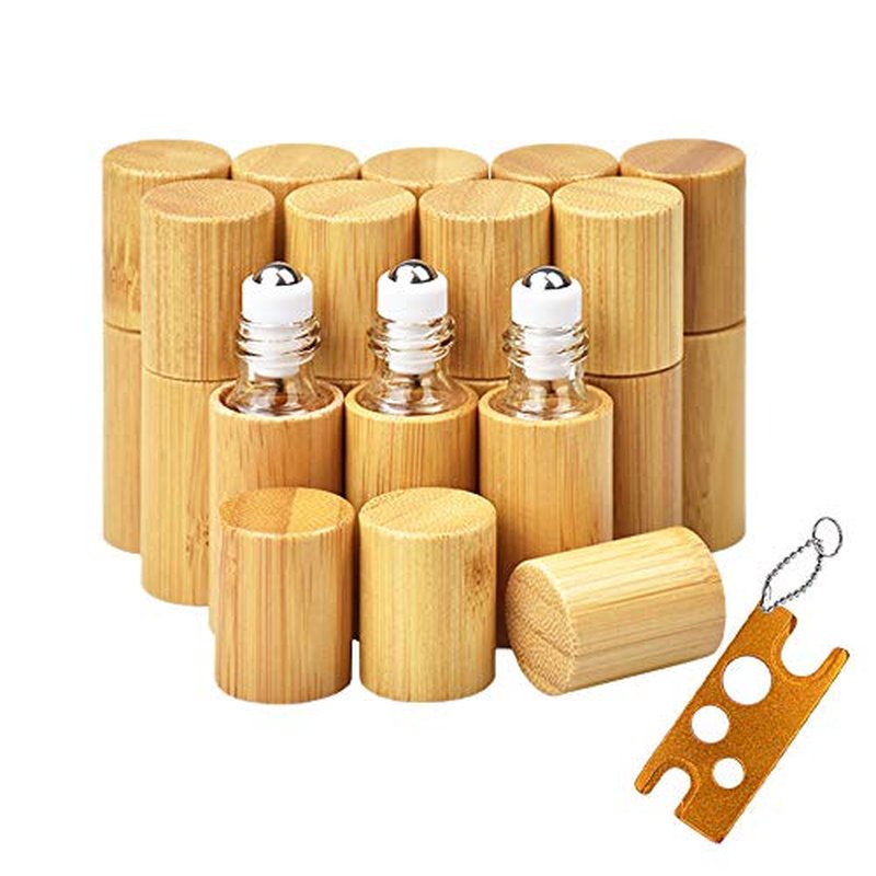 Bamboo Essential Oil Roller Bottles - 5ML, 12 Pack