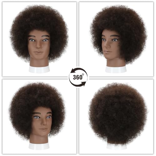 Afro Kinky Curly Male Mannequin Head with Stand