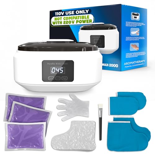 Paraffin Wax Machine for Hand and Feet ? Full Set Hand Wax Paraffin Machine 3400ml ? 110V Use Only, NOT ¬³ompatible with 220V Power | Adjustable Temperature (Two Modes) | Soft and Smooth Skin at Home