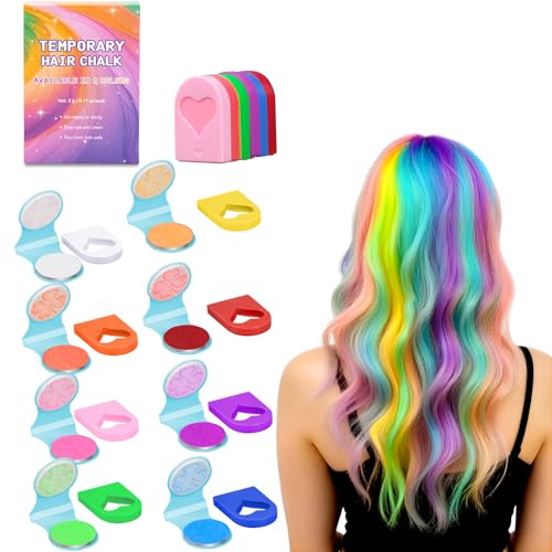 8 Colors Temporary Hair Chalk for Kids - Washable & UV Reactive