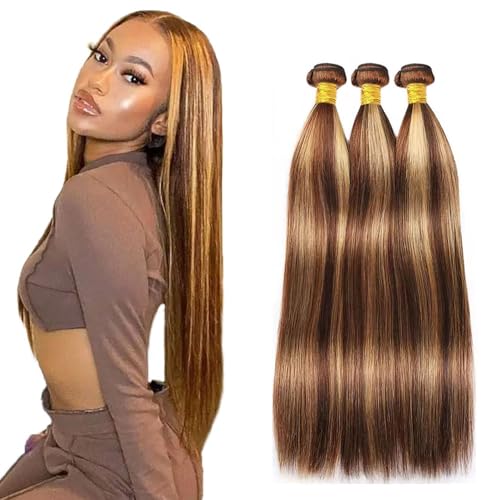 Freiuoke 300g Honey Blonde Straight Hair Extensions - 3 Bundles