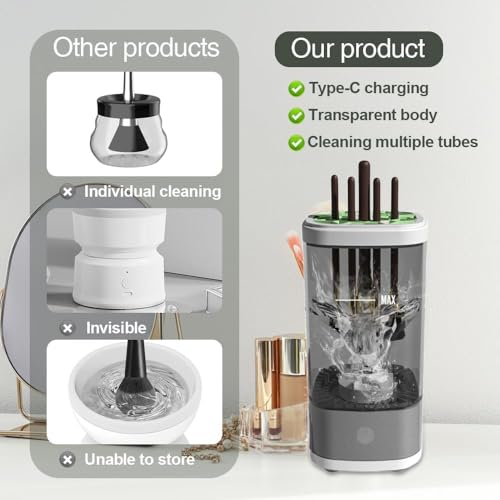 Automatic Makeup Brush Cleaner Machine - Fast Cleaning & Drying