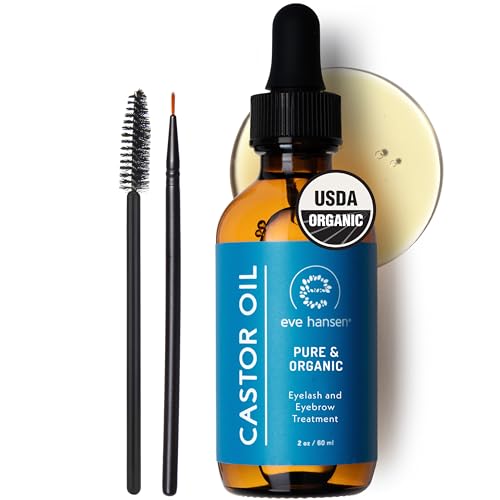 Eve Hansen Organic Castor Oil | Pure 2oz Carrier Oil for Hair, Skin, Eyelashes & Eyebrows