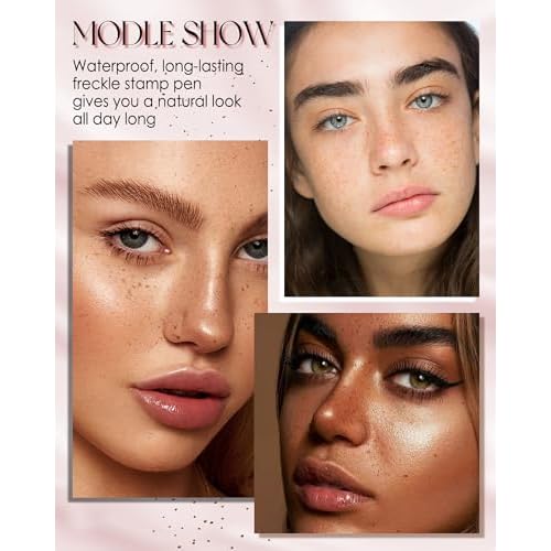 2 Pcs Faux Freckle Stamp Pen, Liquid Freckle Stamp and Freckles Pen Set, Waterproof Long-Lasting Quick Dry Freck Pencil for Natural Lifelike Sunkissed Fake Face Freckles Tattoo Makeup, 02 Medium Brown