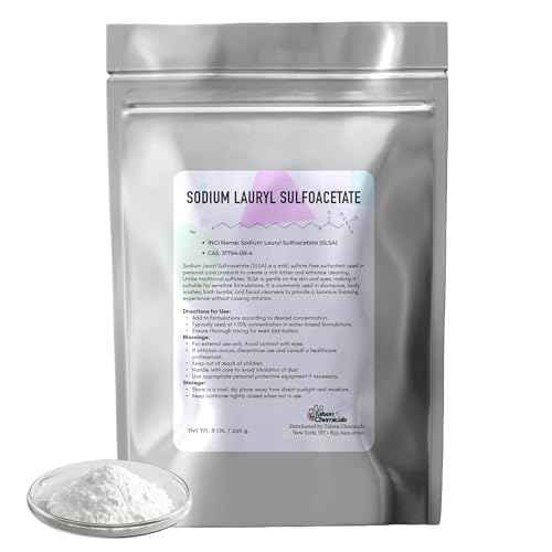 SLSA Sodium Lauryl Sulfoacetate Powder Cosmetic Grade 8 oz / 226 g - Organic Gentle Foaming Surfactant for Shampoos, Body Washes, and Bath Bomb DIY Personal Care Supplies by Talsen Chemicals