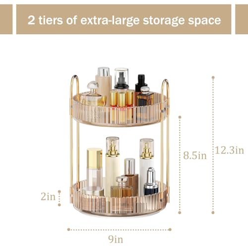 MOKANI 360° Rotating Makeup Organizer - 2 Tier Perfume Storage