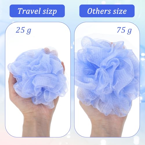 16Pcs Travel Size Loofah Mini Shower Loofah Bulk Multicolor Mesh Bath Pouf Individually Wrapped Bath Sponge Pack for Shower Care