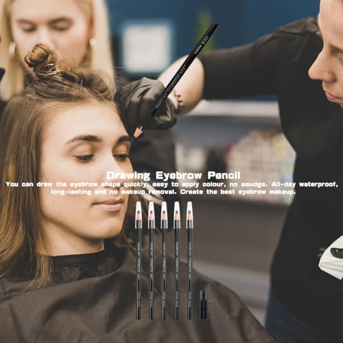 Black Eyebrow Pencils 5Pc Set - Waterproof Peel-Off Pens