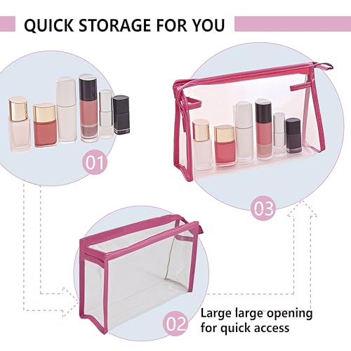 18 Pcs Portable Clear Makeup Bags with Handle, Transparent Waterproof Toiletry Bag, Travel PVC Cosmetic Bags Pouch, Pencil Cases, Stationary Organizer