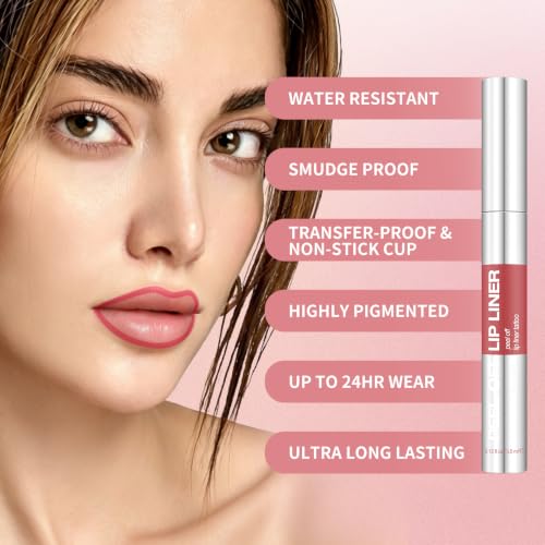 TENGLONG Sunset Coral Peel Off Lip Stain & Lip Liner - Long Lasting Waterproof Lip Makeup