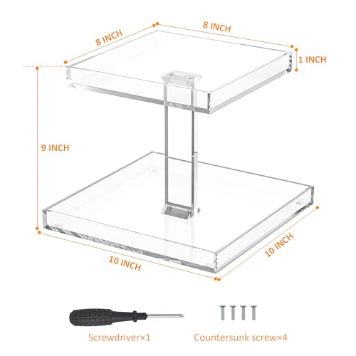2-Tier Perfume Tray,Clear Perfume Organizer for Dresser and Counter,Acrylic Perfume Stand Organizer Vanity Trays Makeup Storage Holder for Bedroom Decor (10x8)