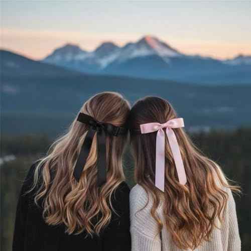 Tobeffect Hair Bows for Women Girls Satin Ribbon Bow, Cute Bow Hair Accessories 10PCS Multicolor