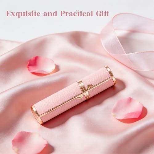 FOVAVA Pink 5ml Leather Travel Perfume Atomizer - Leak-Proof Refillable Mini Bottle