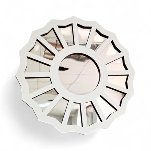The Divine Feminine Mirror - Large Handmade with Wood/Acrylic Mirror, Gift for Her, 3D Wall Decor,Gift for Girlfriend (White-Silver, 10" H x 10" W)