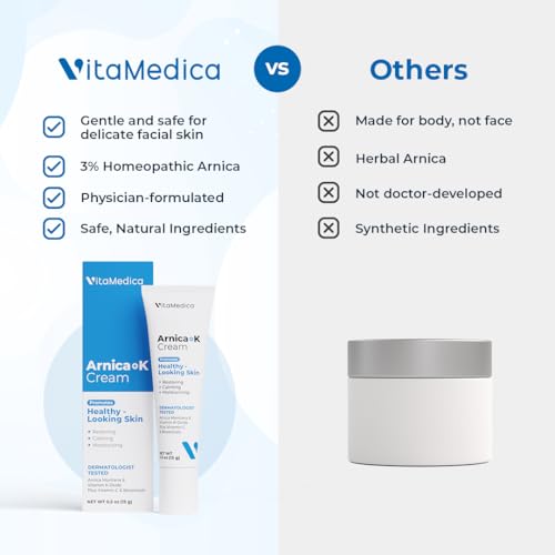 VitaMedica Arnica + Vitamin K Bruise Recovery Cream for Face & Under-Eye, Sensitive-Skin Formula, Post-Procedure Support - 2 Pack