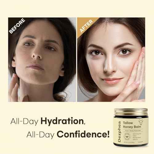 Whipped Tallow Honey Balm ? Natural & Organic Face Moisturizer for Crepey, Mature, Dry Skin ? Crepey Skin Cream with Raw Manuka Honey & Olive Oil ? 2.12 oz