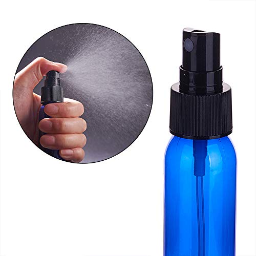 BENECREAT 24 Pack 1 Ounce (30ml) Blue Plastic Spray Bottle with Fine Mist Sprayers Atomizer Caps for DIY Home Cleaning, Aromatherapy & Beauty Care