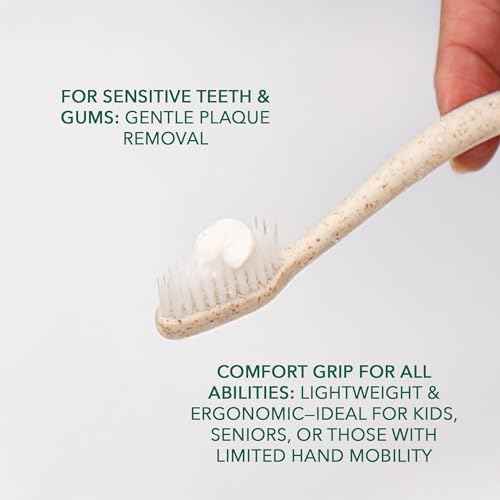 Terra & Co. Gentle Green Toothbrushes ? 10-Pack of Plastic-Free Toothbrushes with Soft Bristles for Sensitive Teeth & Gums ? Individually Sealed ? BPA-Free, Plant-Based, Eco-Friendly & Travel-Ready