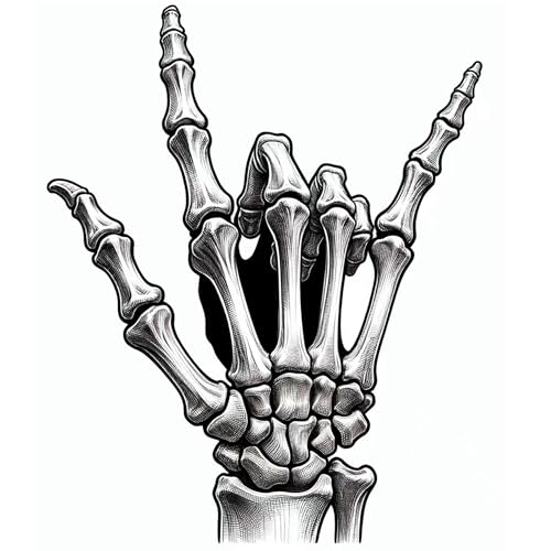 Skeleton Hand Temporary Tattoos - 6 Sheet Set, Waterproof