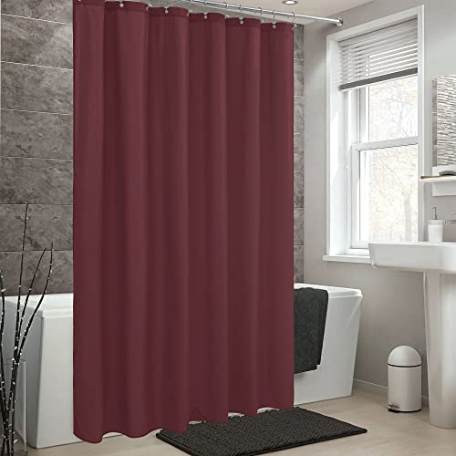 ALYVIA SPRING Burgundy Red Fabric Shower Curtain Liner Waterproof - Soft Hotel Quality Cloth Shower Liner with 3 Magnets, Light-Weight & Machine Washable - Standard Size 72x72, Burgundy