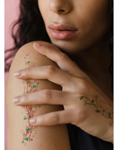 Flower Temporary Tattoos 24 Sheets Water Transfer Stickers