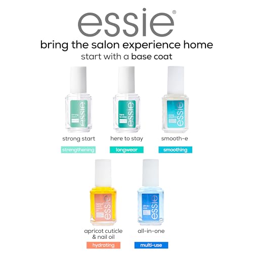 Essie Here To Stay Clear Longwear Base Coat - Vegan Nail Polish (0.46 fl oz)