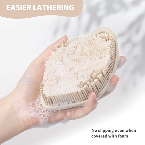 Silicone Body Scrubber for Sensitive Skin with Lathering Bristles
