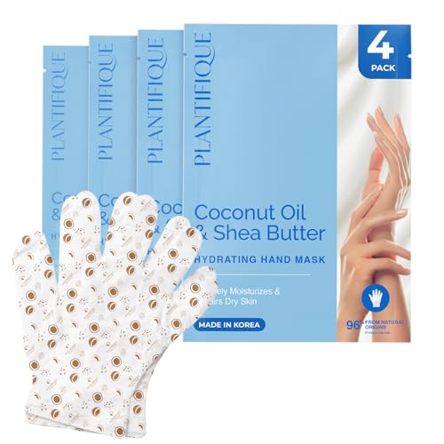 PLANTIFIQUE Korean Hand Mask Moisturizing Gloves for Dry Hands - 4 Pairs