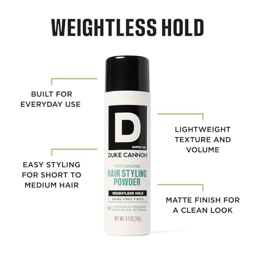 Duke Cannon Styling Powder for Men – Texturizing Powder 0.5 oz, Lightweight Hold