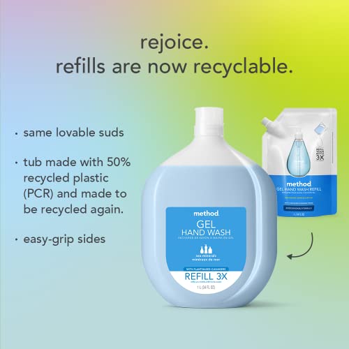 Method Gel Hand Soap Refill, Pink Grapefruit, Recyclable Bottle, 34 oz, 4 pack