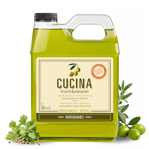 CUCINA Fruits & Passion Purifying Hand Wash Refill, Coriander & Olive Tree, 33.8 fl oz (1 L)