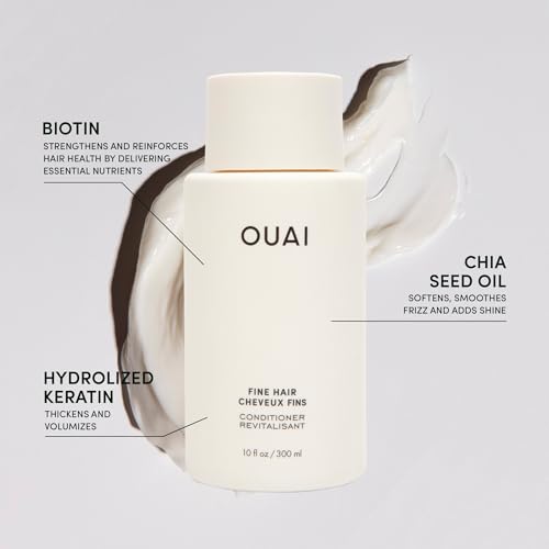 OUAI Fine Hair Treatment Bundle - Fine Hair Shampoo, Fine Hair Conditioner, Fine to Medium Hair Treatment Masque - Volumizing & Strengthening Hair Repair Set (3 Count, 10oz/10oz/8oz)