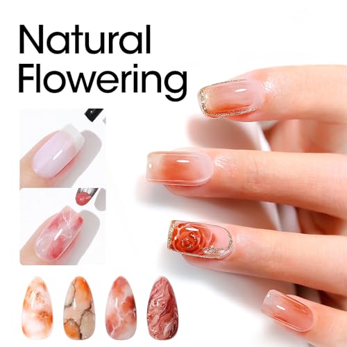GELLEN 2pcs 18ml Blooming Gel for Nail, Clear Blooming Gel Nail Polish for Nail Art, Easy to Design Marble Watercolor Gradient For Nails, Cure with UV Led Lamp, Non-toxic Long Wear Fade-Resistant