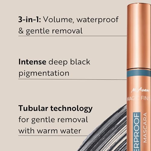 M. Asam MAGIC FINISH Waterproof Mascara Deep Black (0.41 Fl Oz), Mascara Volume and Length with Argan Oil, Easy Removal with 100.4 ¡ÆF warm water, Vegan