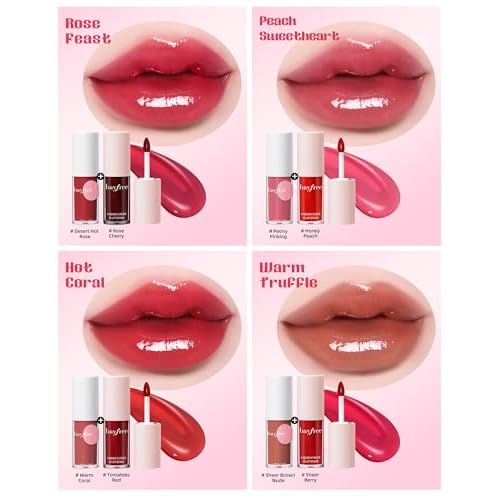 bayfree Tinted Lip Oil & Lip Stain Set, Waterproof & Long-Wearing Korean Makeup, High-Shine & Moisturizing 2-in-1 Cheek and Lip Tint Stain, Lightweight & Non-Sticky for Dry Lips, Cruelty-Free & Vegan