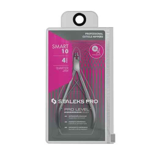 Staleks Pro SMART 10 Cuticle Nippers ? 4 mm Blades ? Satin Finish ? Stainless Steel ? Professional Skin Nippers for Classic Manicure & Hardware Use