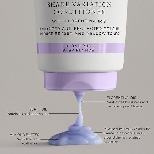 Christophe Robin Shade Variation Baby Blonde Toning Purple Conditioner with Florentina Iris, Neutralizes Brassy, Yellow Tones for Blonde, Bleached, Silver, Highlighted Hair 200ml