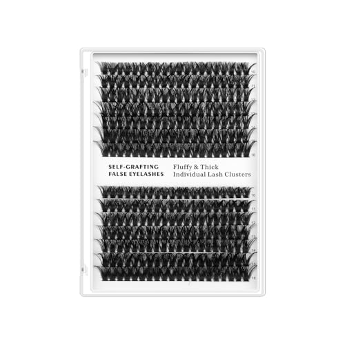 280pcs Cluster Lashes 60D Heat-Bonded Lash Clusters, 14 Rows Individual Segment Eyelashes, 10-16mm Natural Wispy Fluffy DIY Eyelash Extensions for a Curl and Realistic Look