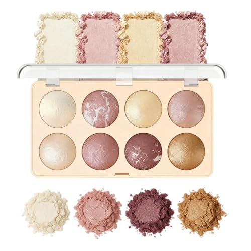 8-Color Baked Makeup Palette - Eyeshadow, Blush, Bronzer & Highlighter
