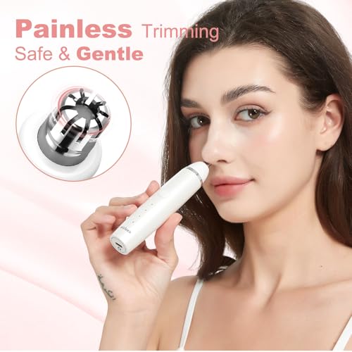 Nose Hair Trimmer for Women & Men, 3-in-1 Facial Hair Remover for Peach Fuzz, Eyebrow Trimmer, Shaper & Shaver, Ear & Face Grooming Kit, USB-C Rechargeable, Painless, Dry Use, Compact & Travel-Ready