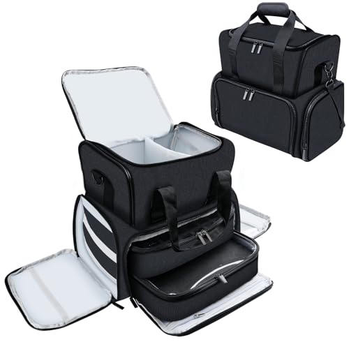 LKE Nail Polish Organizer Case - Holds Up to 70 Bottles, Nail Lamp & 2 Removable Bags, Large Capacity 4-Section Professional Manicure Kit for Nail Artists & Enthusiasts