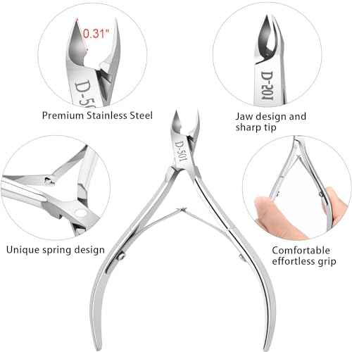 4 Packs Cuticle Nipper, Premium Stainless Steel Cuticle Trimmer for Manicure & Pedicure at Home/Spa/Salon [Silver]