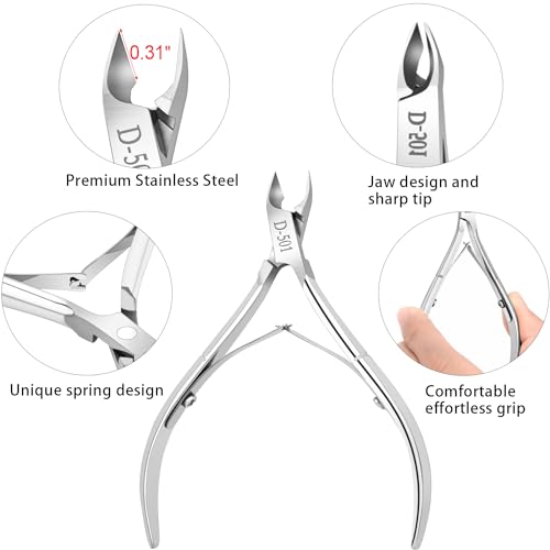 Professional Stainless Steel Cuticle Nippers 4-Pack - 1/2 Jaw Clipper