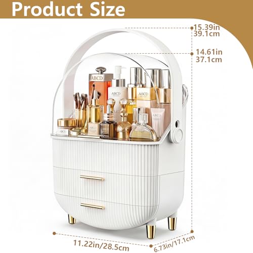 NestOrganix Makeup Organizer with Transparent Cover - 3 Layer Cosmetic Display Case
