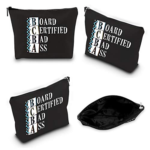 Generic WCGXKO Funny Behavior Analyst Gift BCBA Gift Board Certified Bad Ass Zipper Pouch Cosmetics Bag (BOARD CERTIFIED BAD ASS)