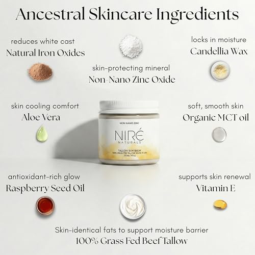 Tinted Mineral Sun Balm for Face. Beef Tallow Non-Nano Zinc Formula, Made in the US with Premium, Non Toxic Ingredients