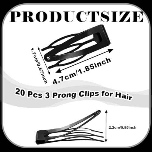 20 Pcs Double Grip Metal Snap Hair Clips for Women/Girls,Small Barrettes for Thin/Fine/Short Hair,Strong Hold Hair Accessories, (Black)