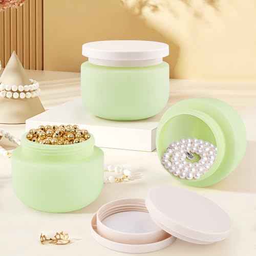 8 Pcs 8oz/250g Plastic Containers Empty Cosmetic Jars Wide Mouth Makeup Sample Storage Pot with Lid & Inner Liner for Lotion Cream Ointments Makeup Nails Paint Jewelry - Green
